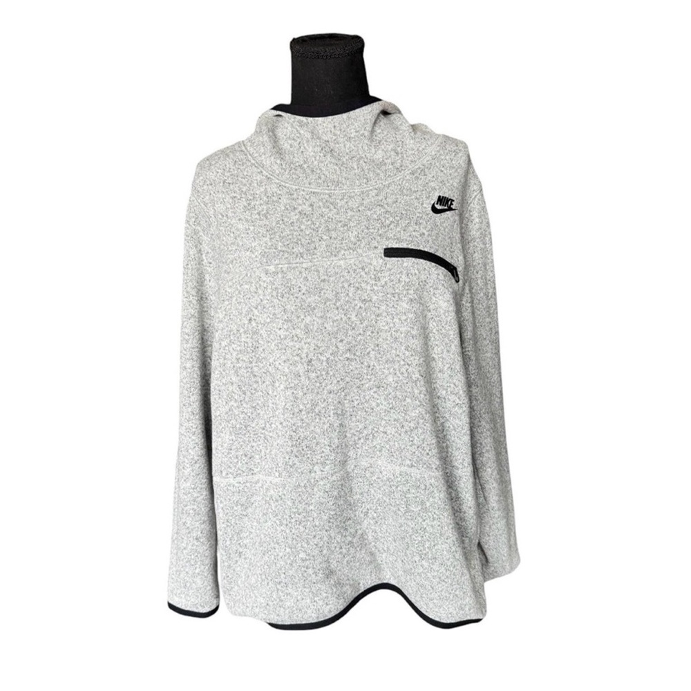 Nike Light Gray Cowl Neck Tech Fleece Pullover with Black Trim
